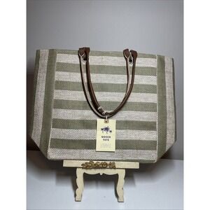 Silver One International Woven Tote Bag~ Striped  ~ NWT Beach/ Shopping